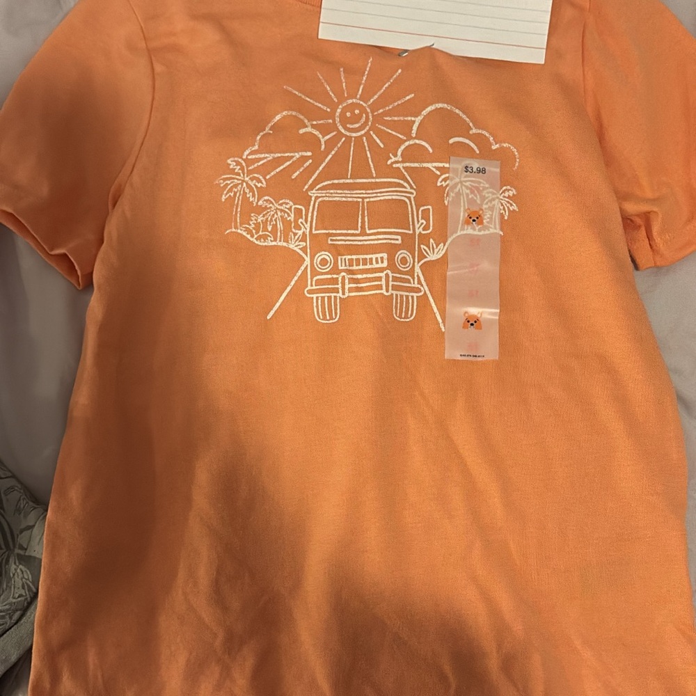 Garanimals Orange Short Sleeve Tee with Beach Graphic
